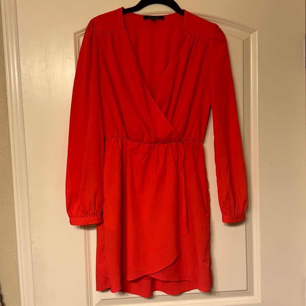 Red cocktail long sleeve dress